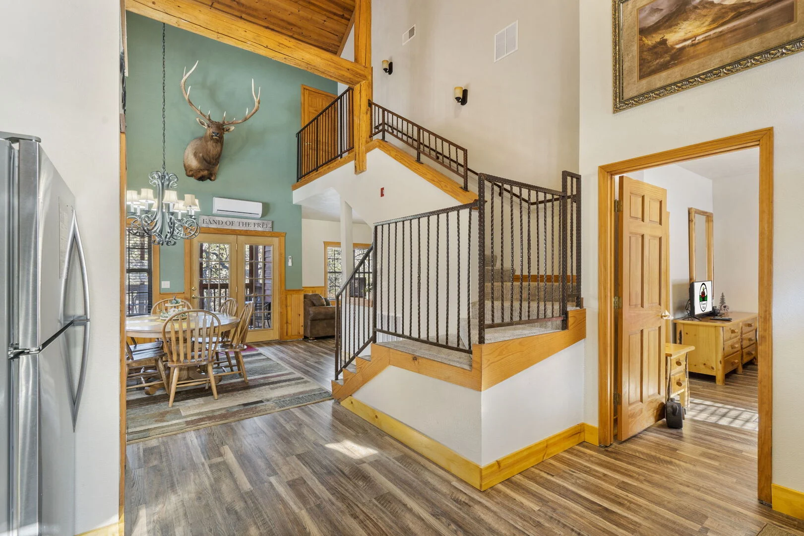staircase in mountain cabin